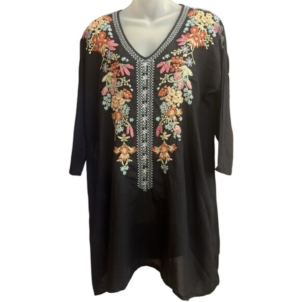 Johnny Was Black Embroidered Women’s Top Size M